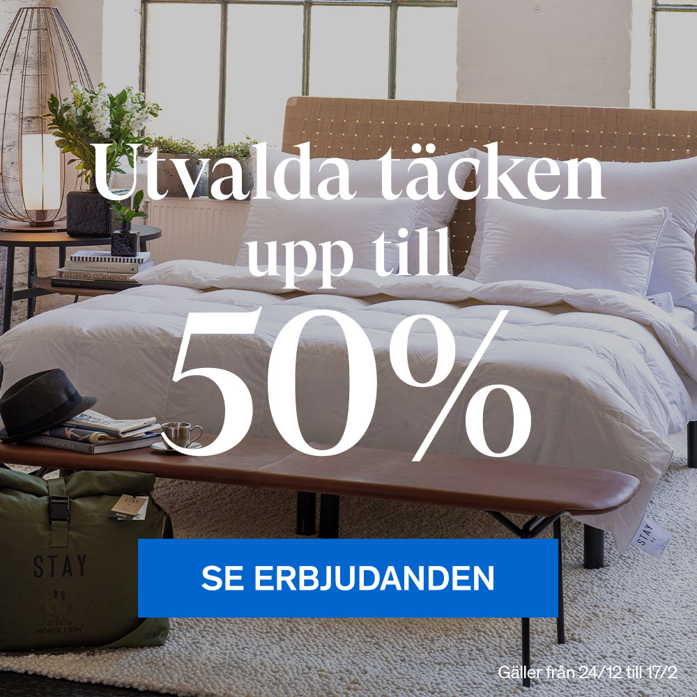 Utvalda täcken upp till 50%.